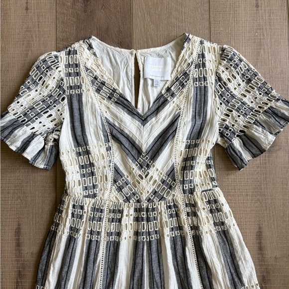 Anthropologie Black and White Flutter Sleeve Mini Sundress - Picture 4 of 7